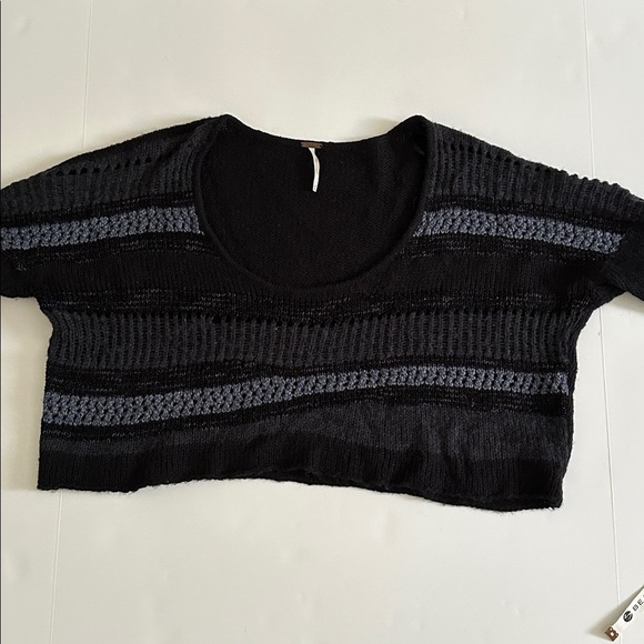 Free People Wool Blend Sweater Waffle Open Knit Crop Pullover Scoop Neck - Picture 1 of 11